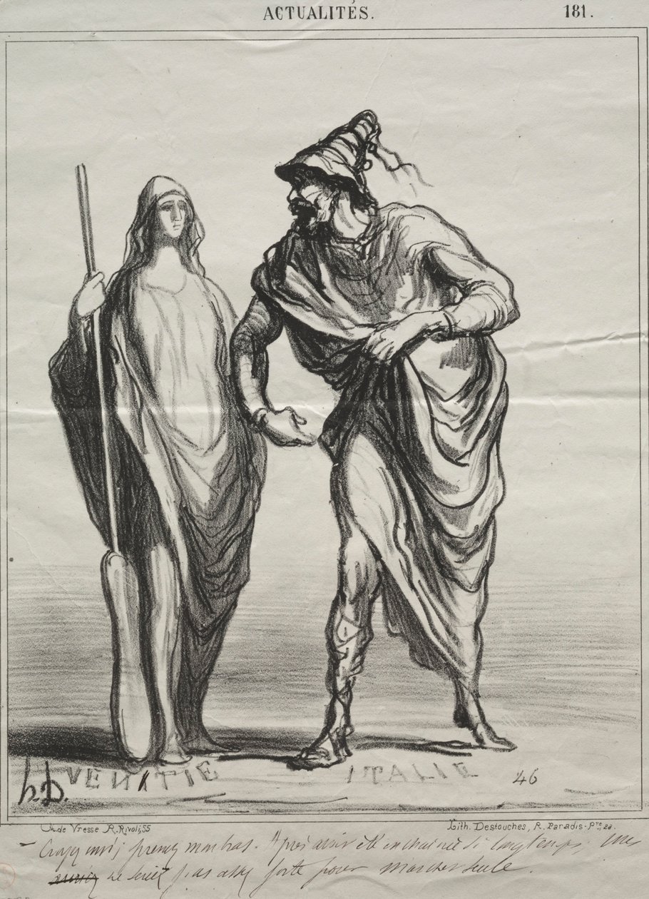 वास्तविकताओं, प्लेट १ities१: आप मुझे किसलिए लेते हैं! मेरी बांह, 1866 ले लो। द्वारा होनोरे ड्यूमियर