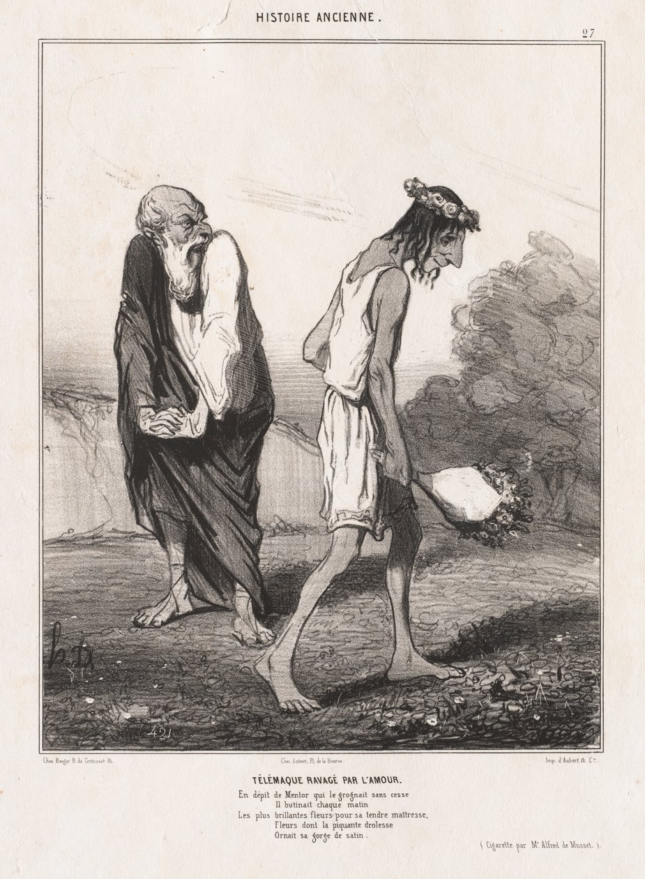 प्राचीन इतिहास: पी एल। 27, टेल्मैचस रेवेज़्ड फ्रॉम लव ..., 1842। द्वारा होनोरे ड्यूमियर