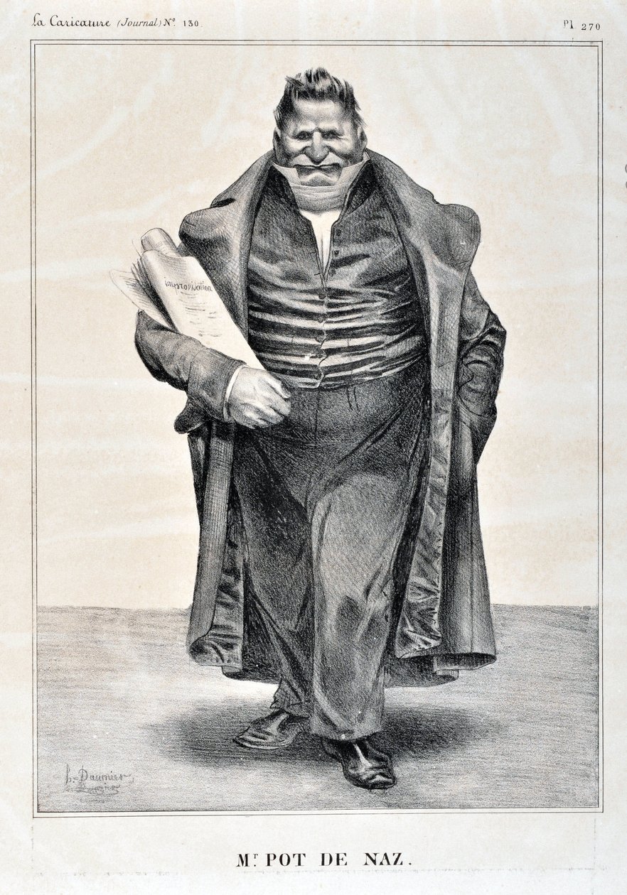 हॉनर ड्यूमियर द्वारा कलाकृति (1808-1879)। १८३३ से चारिवारी की तारीखें: सीरी सेलिब्रेट्स डे ला कैरिकेचर "" एम.पॉट डी नाज़ "" मुसी डेस ब्यूक्स आर्ट्स - पालिस लॉन्गचैम्प, मार्सिले द्वारा होनोरे ड्यूमियर