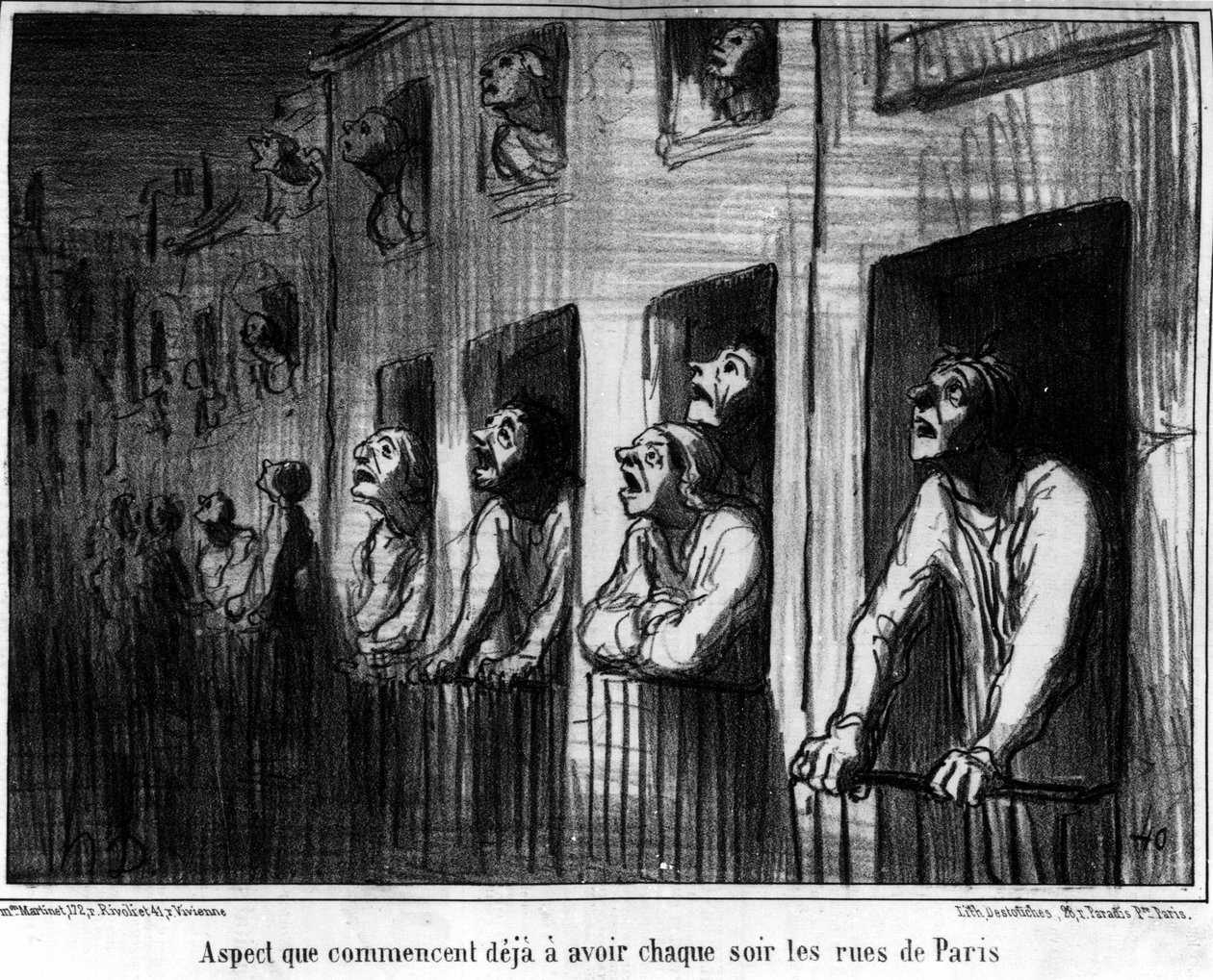 पहलू है कि पेरिस की सड़कों पर पहले से ही हर रात होने लगी है, 1857 के धूमकेतु के बारे में हॉनर ड्यूमियर (1808-1879) द्वारा कैरिकेचर। "चारिवारी" द्वारा होनोरे ड्यूमियर