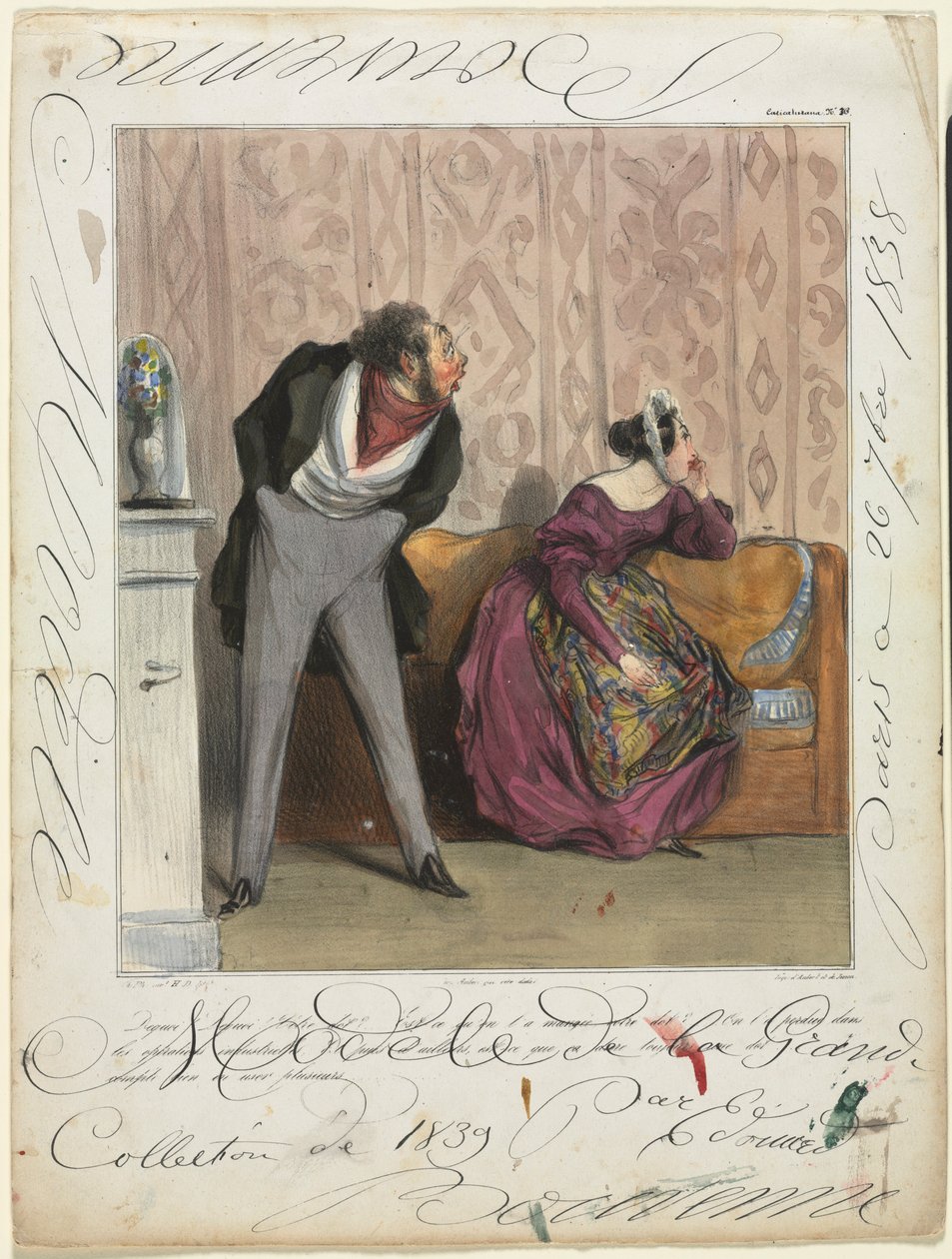 Caricaturana प्लेट 36: क्या से! किस्से! आपका दहेज ..., 1837। द्वारा होनोरे ड्यूमियर