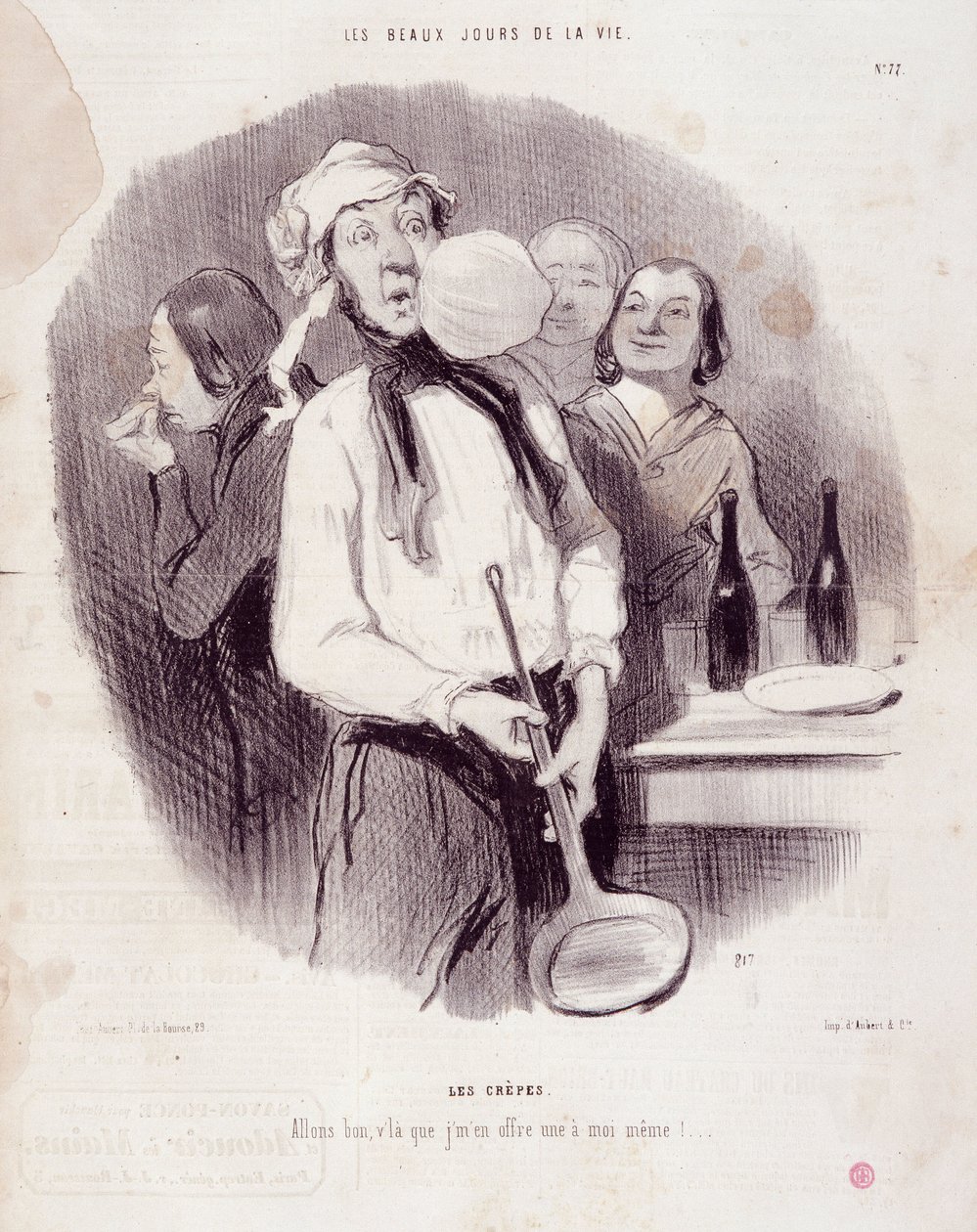 एक अनाड़ी आदमी का कार्टून। सेरी "" लेस बेक्स डेज़ डे ला वी "": "" लेस क्रेप्स ... "" ऑनर ड्यूमर (1808-1879) द्वारा उत्कीर्णन। समाचार पत्र "" ले चारिवारी "" 14 नवंबर द्वारा होनोरे ड्यूमियर