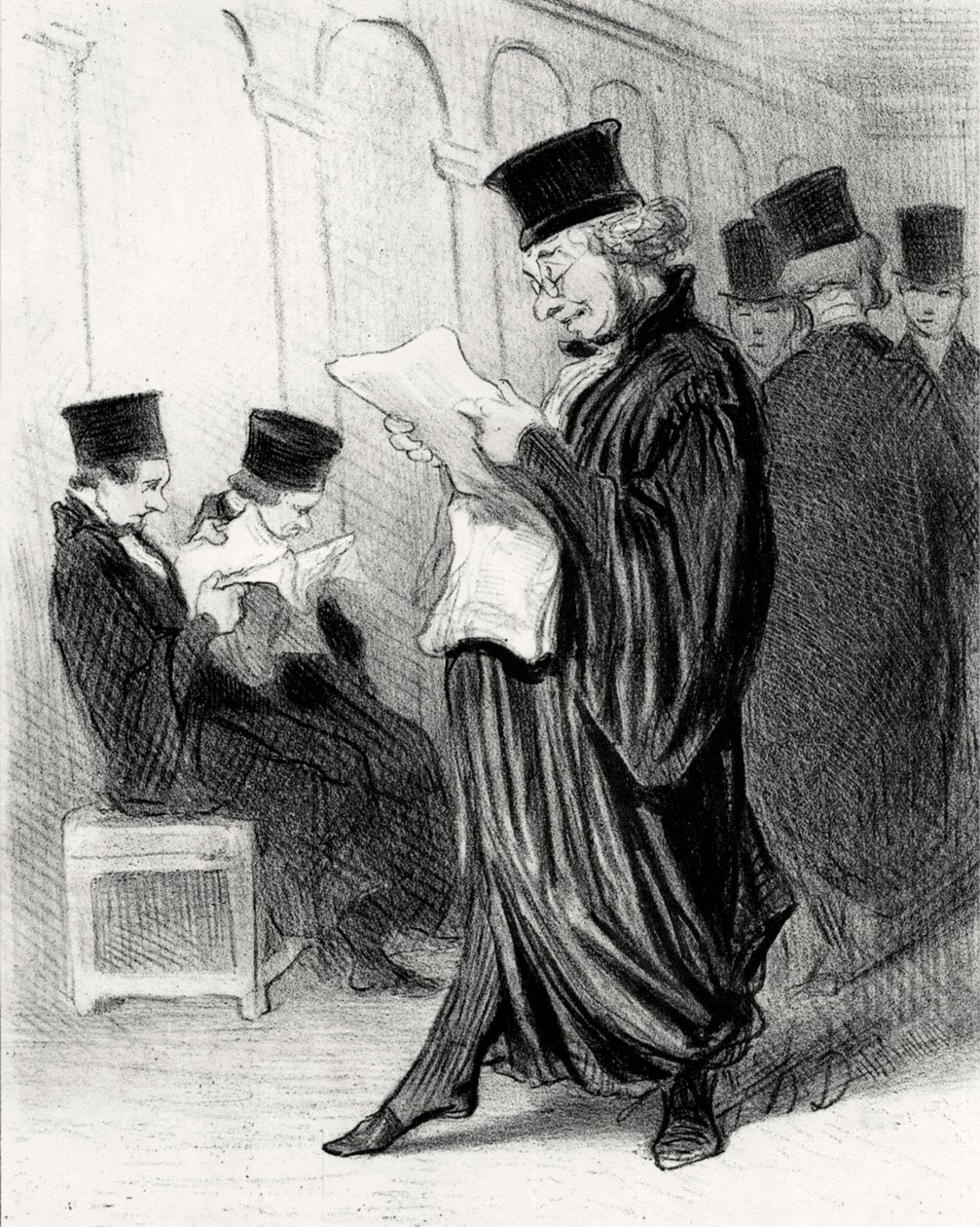 वकील चबोटार्ड एक कानूनी पत्रिका में खुद पर एक स्तुति पढ़ते हुए, 1846। द्वारा होनोरे ड्यूमियर
