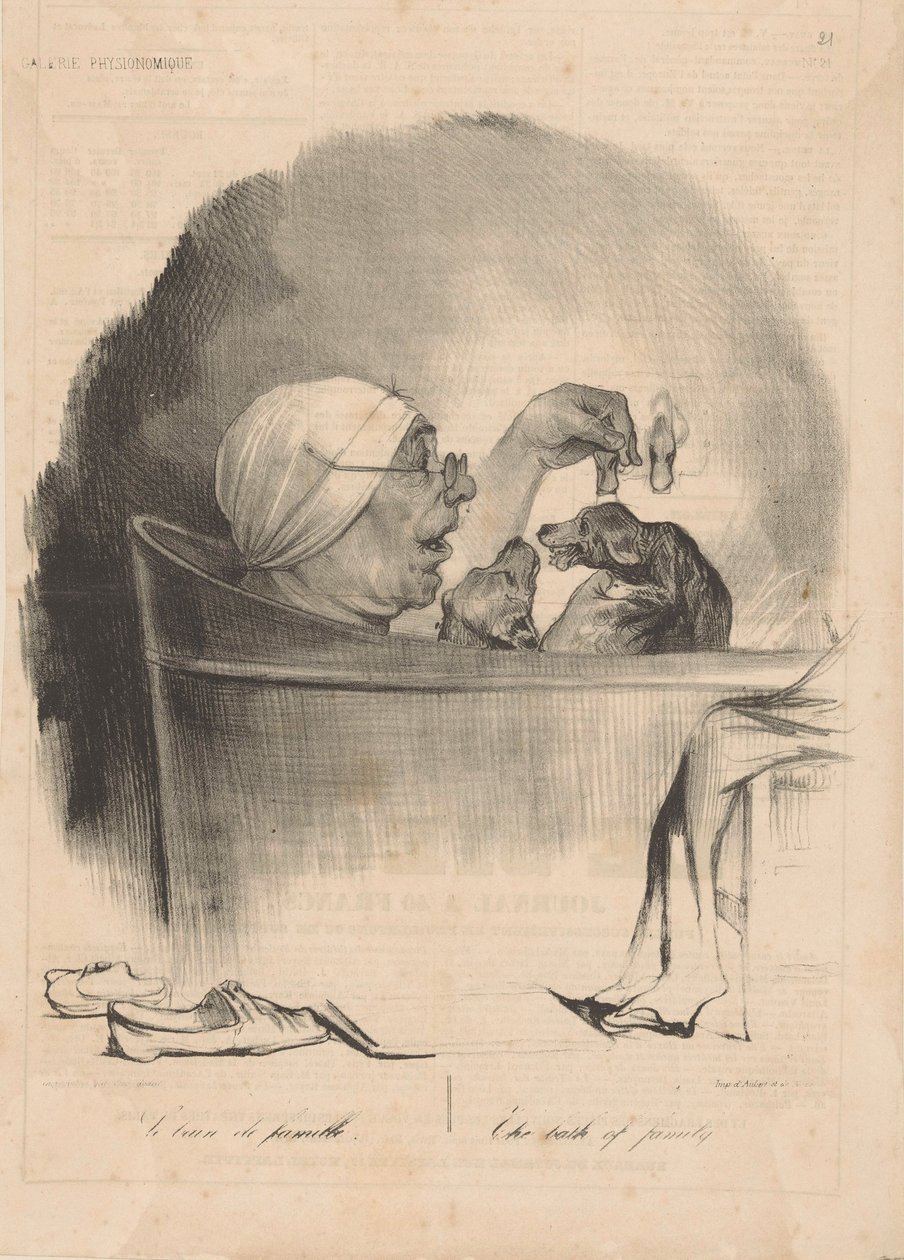 ले बैन डे फैमिल द बाथ ऑफ फैमिली, 1837। द्वारा होनोरे ड्यूमियर
