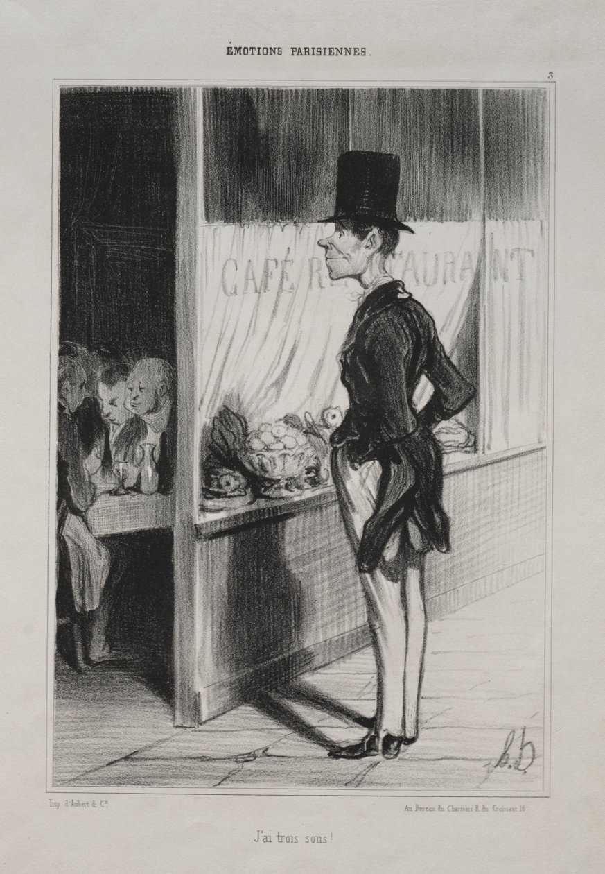 पेरिस की भावनाएँ, प्लेट 3: आई हैव थ्री सोस !, 1839। द्वारा होनोरे ड्यूमियर