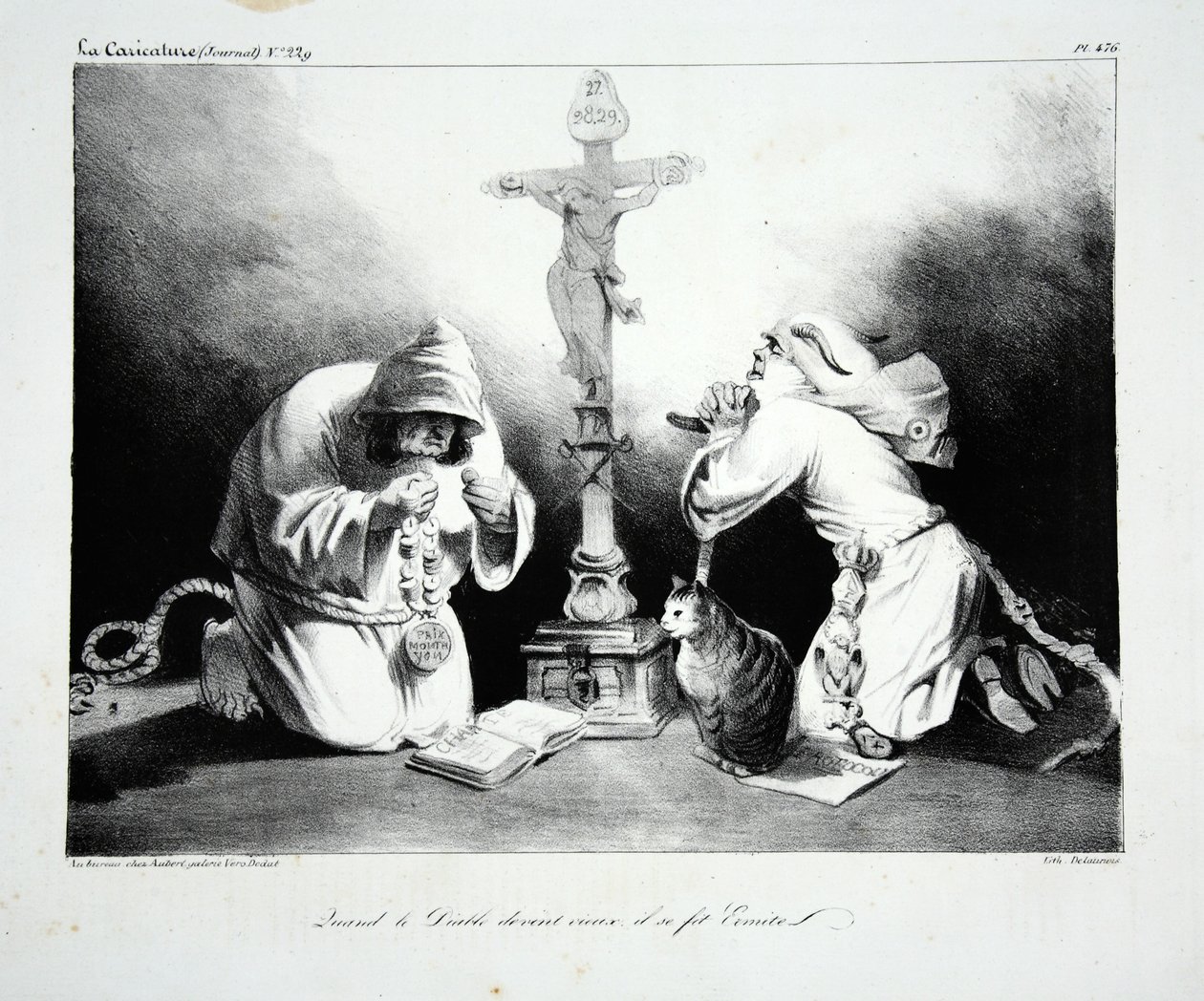 जब शैतान बूढ़ा हो गया, तो वह एक पुरुषार्थी बन गया। 1835 द्वारा होनोरे ड्यूमियर