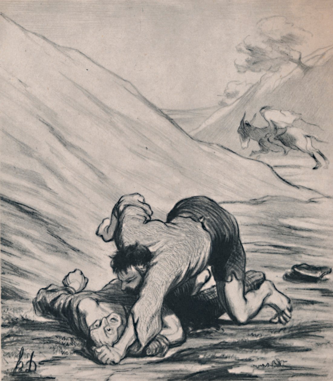 रॉबर्स एंड द डॉन, c.1860s, 1946। द्वारा होनोरे ड्यूमियर