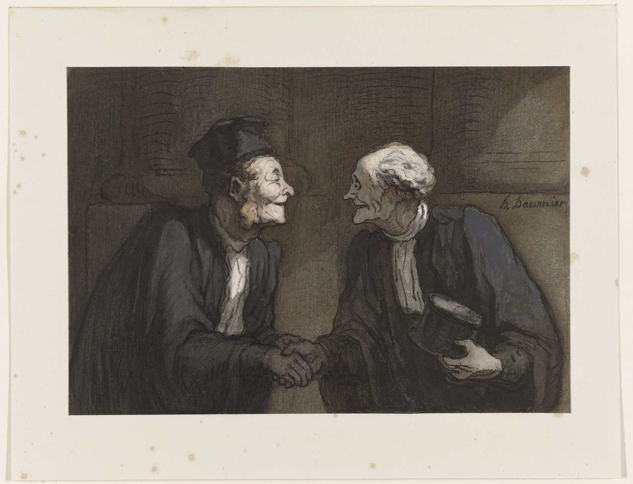 दो वकील हाथ मिलाते हुए, c.1840 द्वारा होनोरे ड्यूमियर