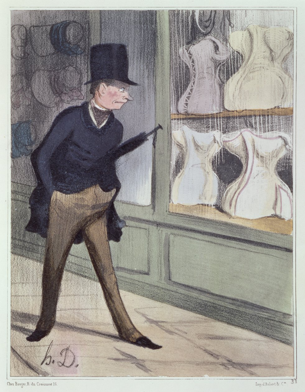 &39;यह विस्मयकरी है! मैं अपने जीवन में महिलाओं की तरह ही चार आकारों की जासूसी करती हूं - फिफ़ाइन, मेरा पसंदीदा, वह महान वेश्या कोकोट, लंबा मिमी और मेरी पत्नी ऊपर कोने में &39;, कोर्सेट के आकार पर कैरिकेचर द्वारा होनोरे ड्यूमियर