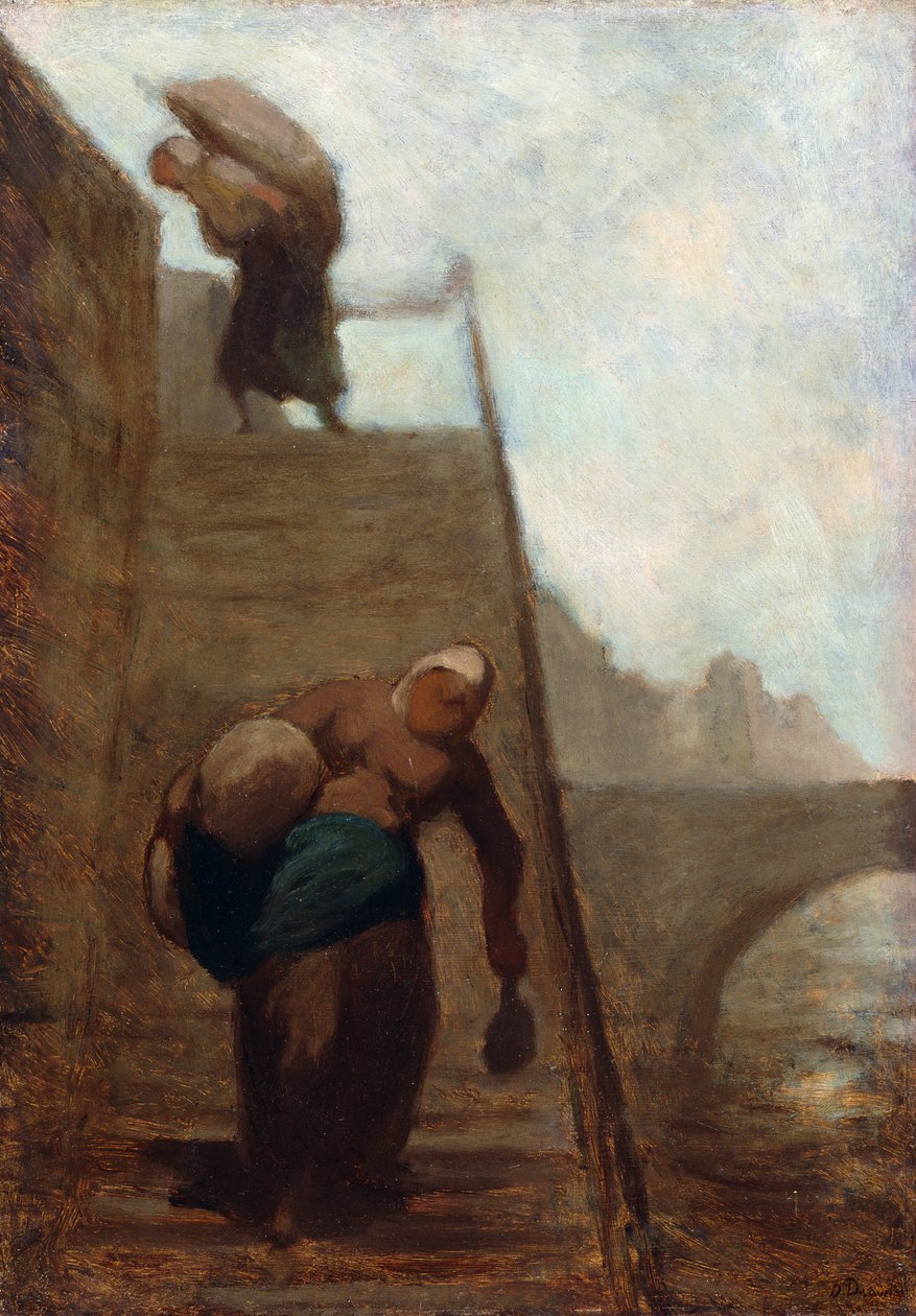 1850-52 क्ले के कदम पर वॉशरवोमन द्वारा होनोरे ड्यूमियर