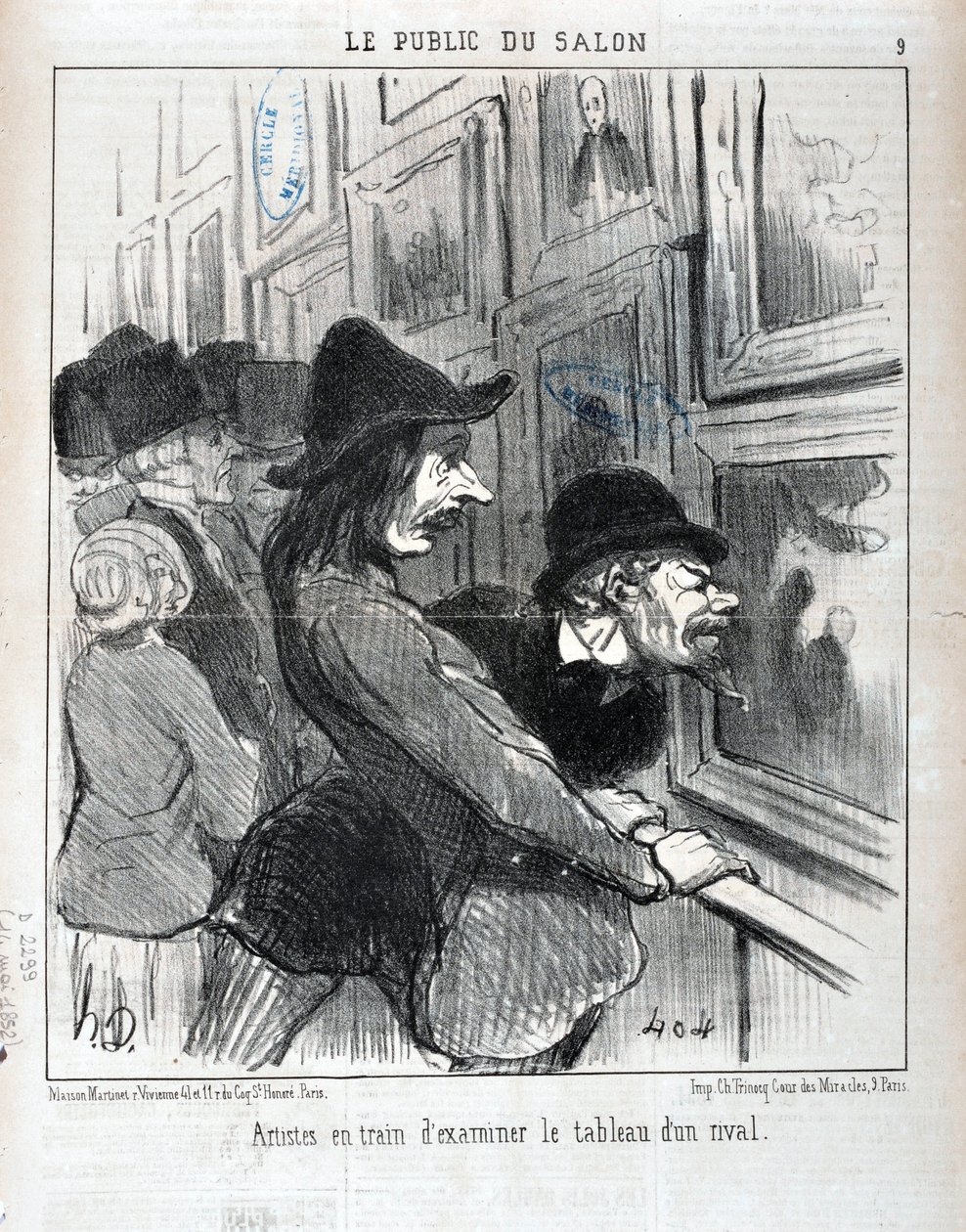 हॉनर ड्यूमियर द्वारा कलाकृति (1808-1879)। 1852 से चारिवारी की तारीखें: सीरी ले पब्लिक डू सैलून - "" एक प्रतिद्वंद्वी की पेंटिंग की जांच करने वाले कलाकार "" मुसी डेस बीउक्स आर्ट्स - पालिस लॉन्गचैम्प, मार्सिले द्वारा होनोरे ड्यूमियर