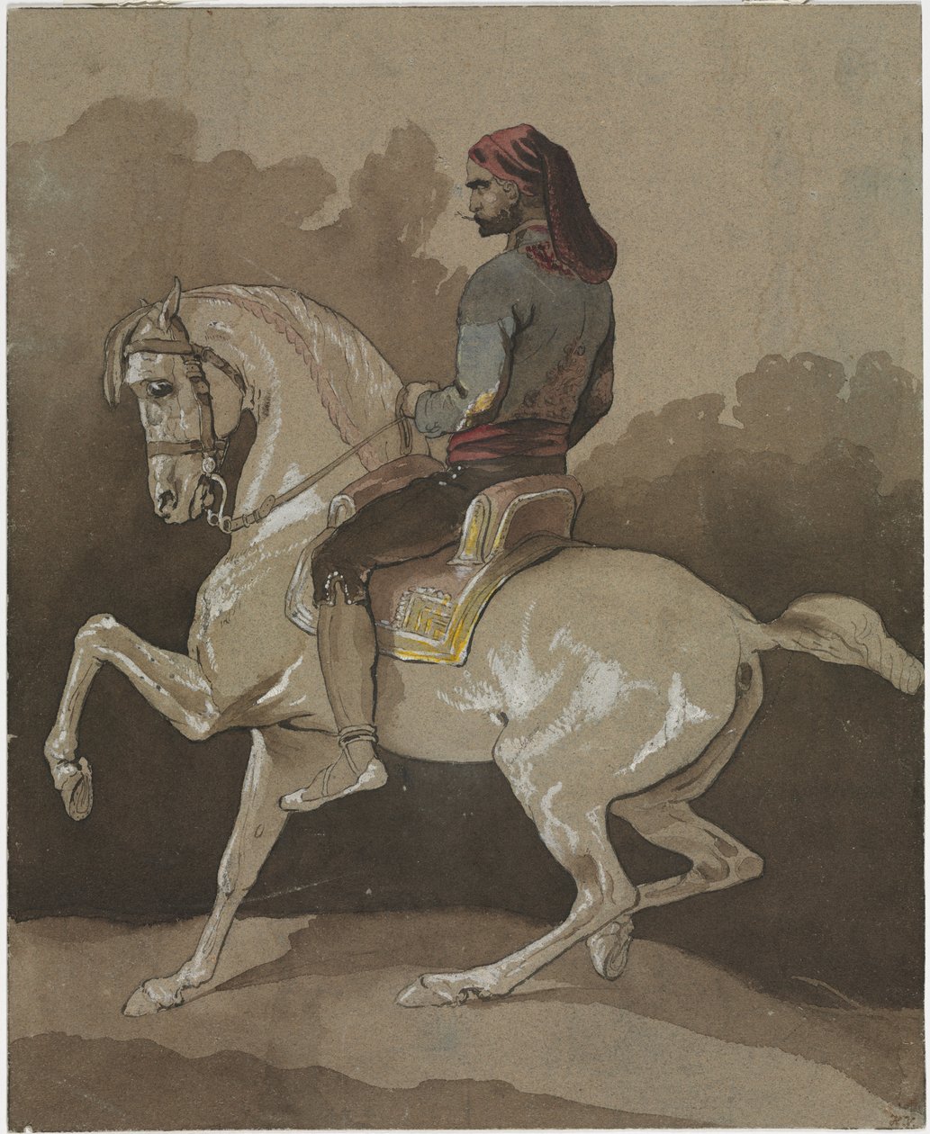 अरब घोड़े पर, 1800s। द्वारा एमिल जीन होरेस वर्नेट