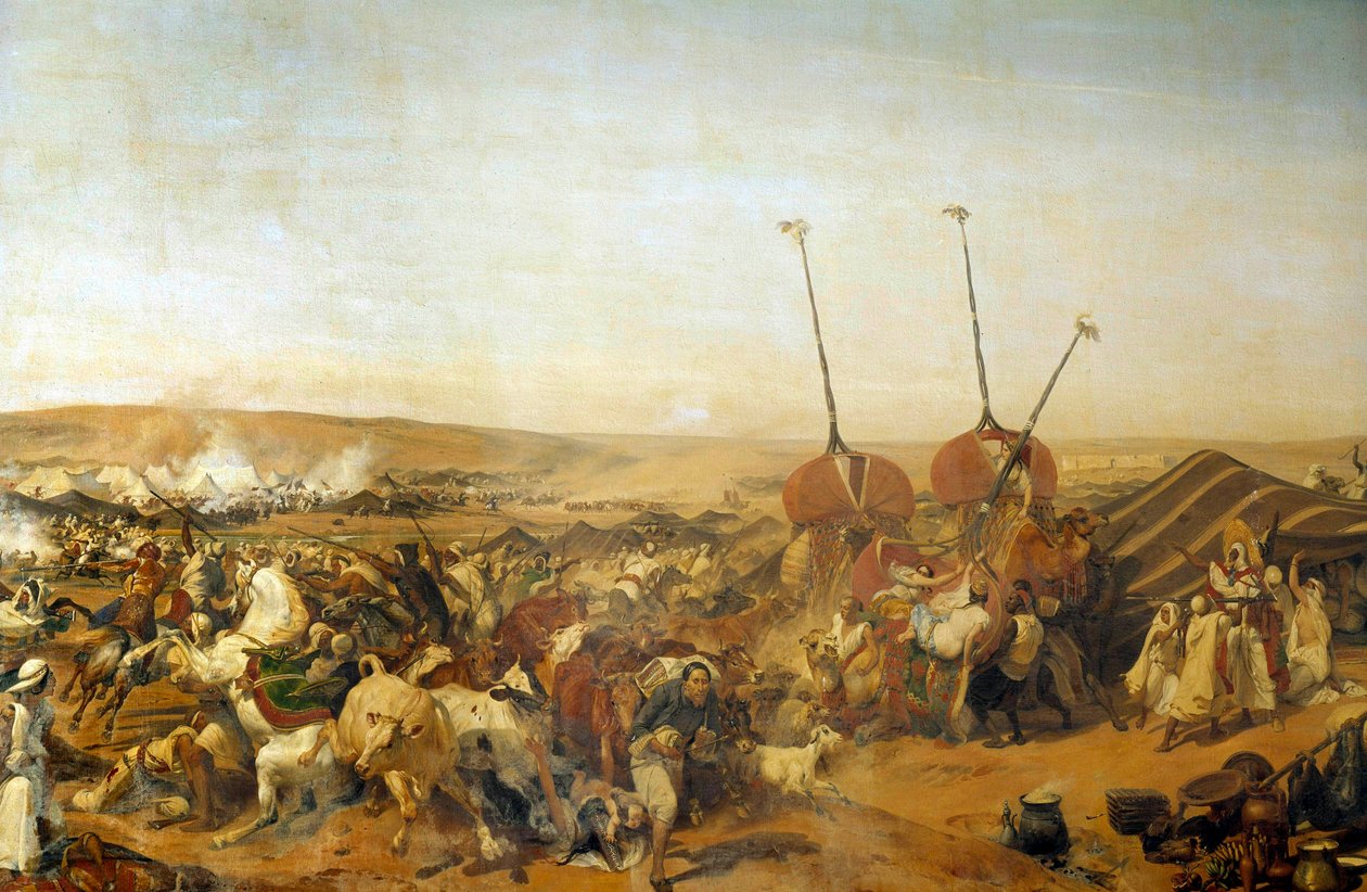 अल्जीरिया की विजय (1830-1847): "" अब्द अल कादर (अब्द-अल-कादर या इब्न मुही अल-दीन अल-हसानी) के स्मला (स्माला) पर कब्जा (1807-1883) तागुइन में औमले के ड्यूक द्वारा द्वारा एमिल जीन होरेस वर्नेट