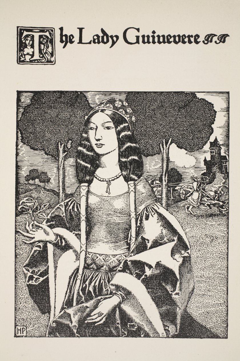 लेडी गाइनवरे, 1903 के &39;द स्टोरी ऑफ किंग आर्थर एंड द नाइट्स&39; से दृष्टांत द्वारा हावर्ड पाइल