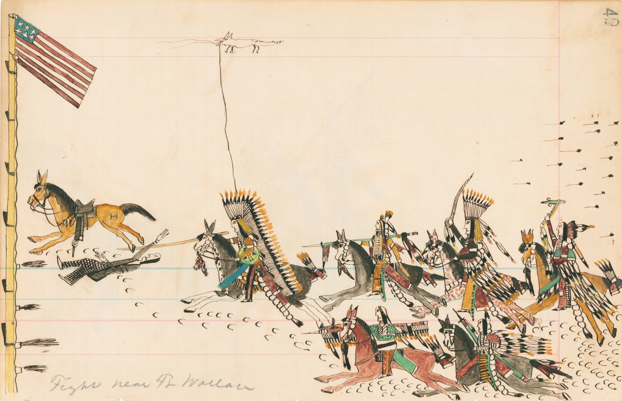 फ़ाइट नियर फ़ुट। वालेस, 1874-75 (कलम, कागज पर स्याही und wc) द्वारा हॉफिंग वुल्फ
