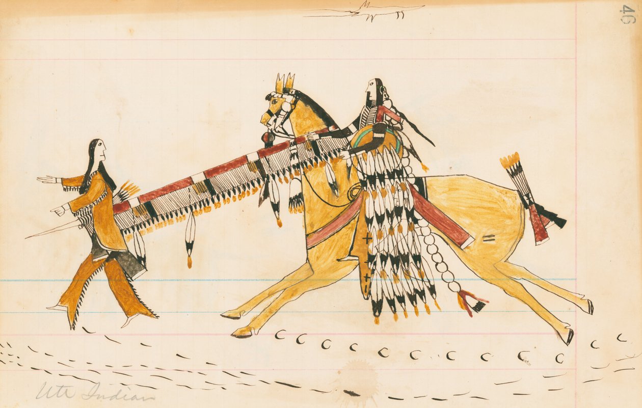 Ute Indian, 1874-75 (कलम, स्याही और wc कागज पर) द्वारा हॉफिंग वुल्फ