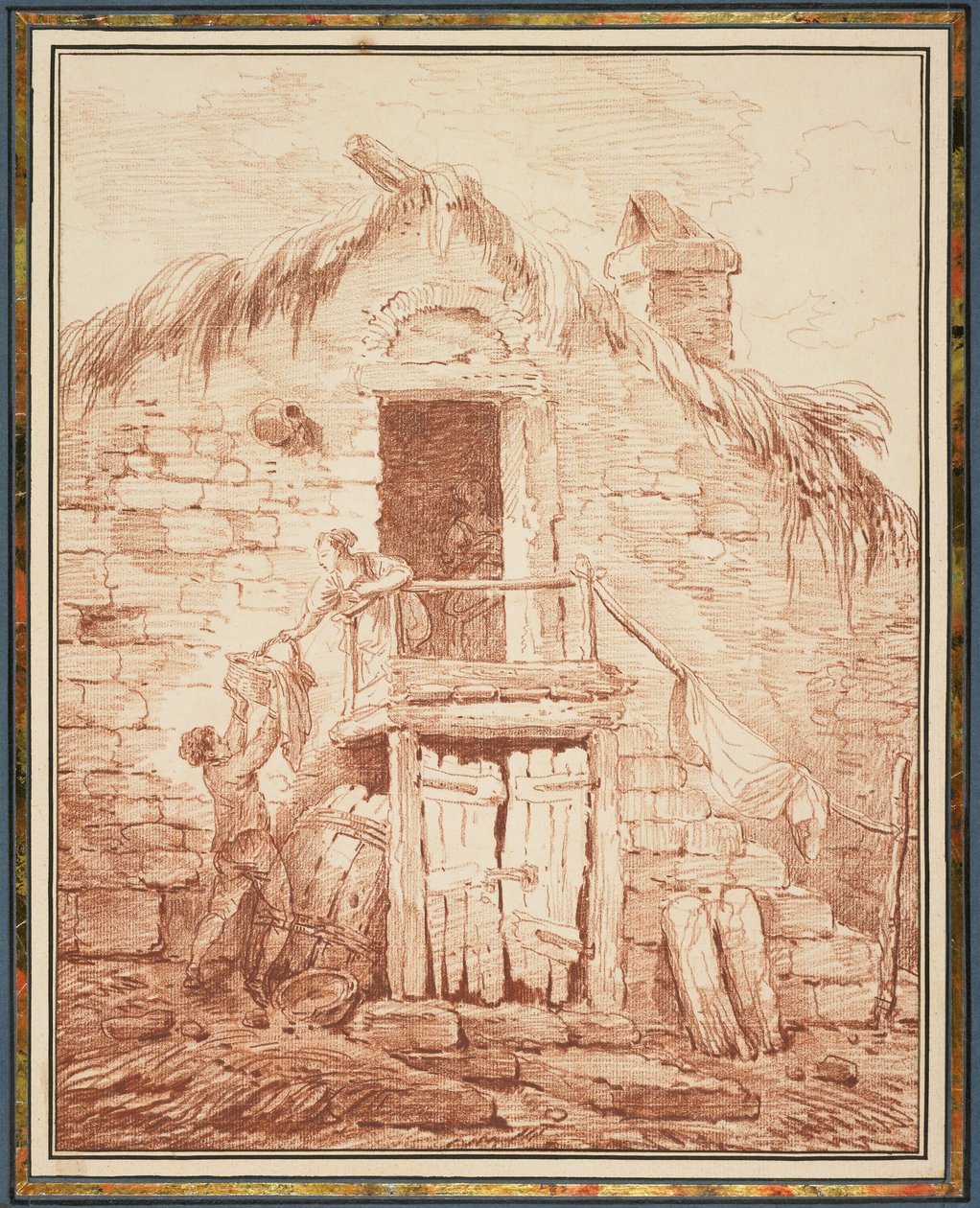स्टोन कॉटेज, c.1774 (श्वेत रखी कागज पर समोया क्रेयॉन) द्वारा ह्यूबर्ट रॉबर्ट