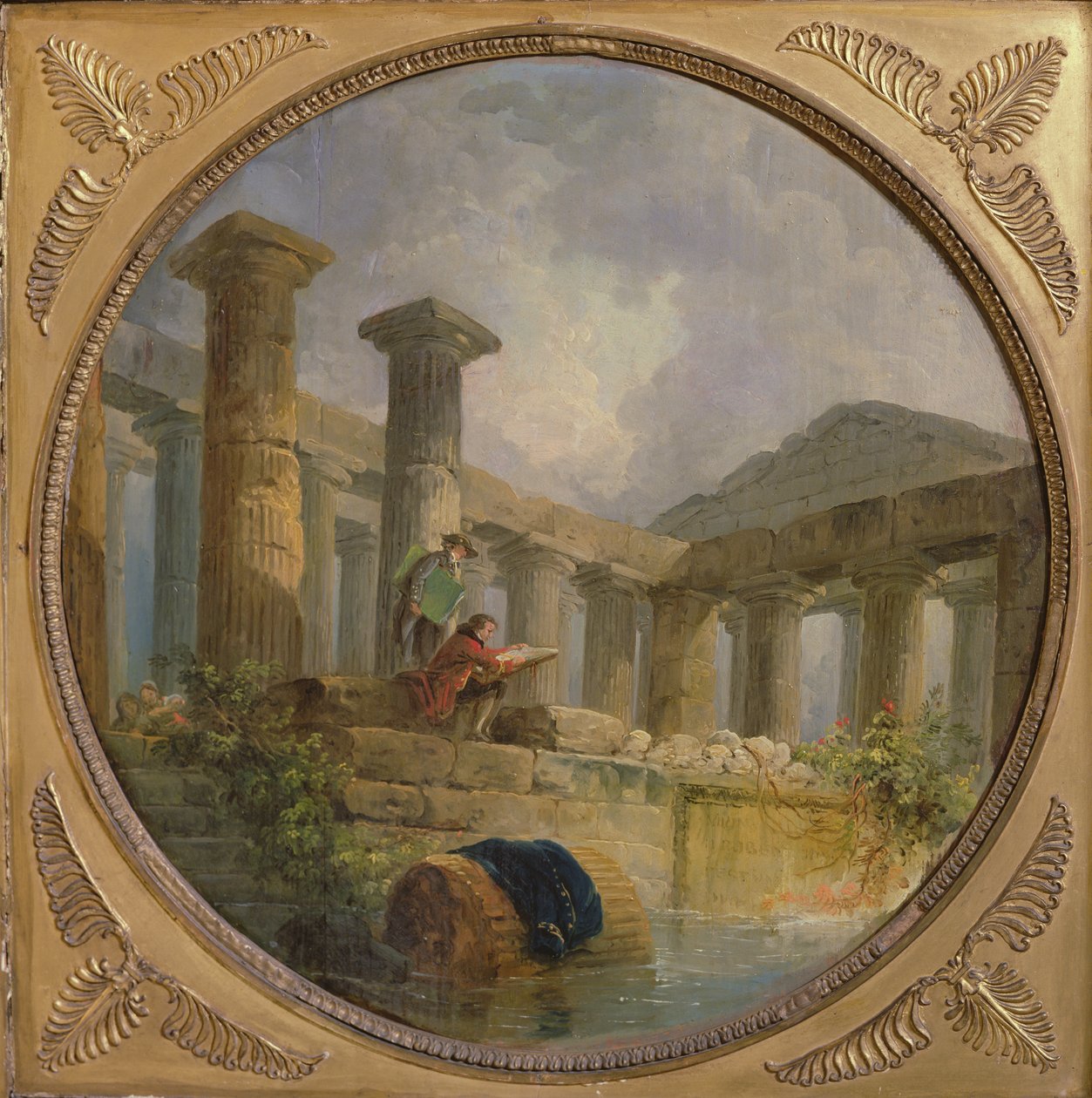 Paestum का अनुकरण करने वाले मंदिर के खंड, c.1760 द्वारा ह्यूबर्ट रॉबर्ट