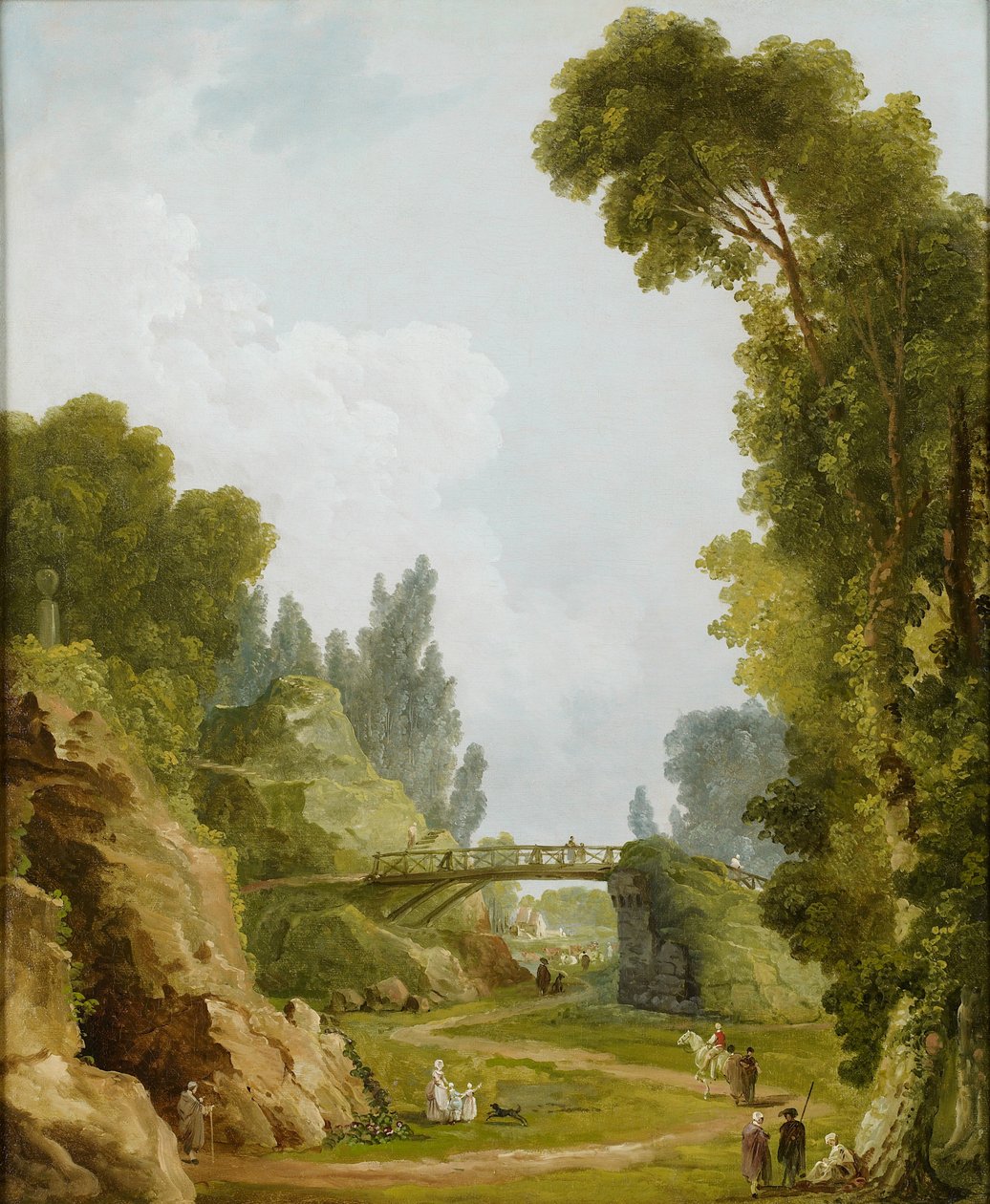 द रस्टिक ब्रिज, चेतो डे मेयरविले, फ्रांस, c.1785 द्वारा ह्यूबर्ट रॉबर्ट