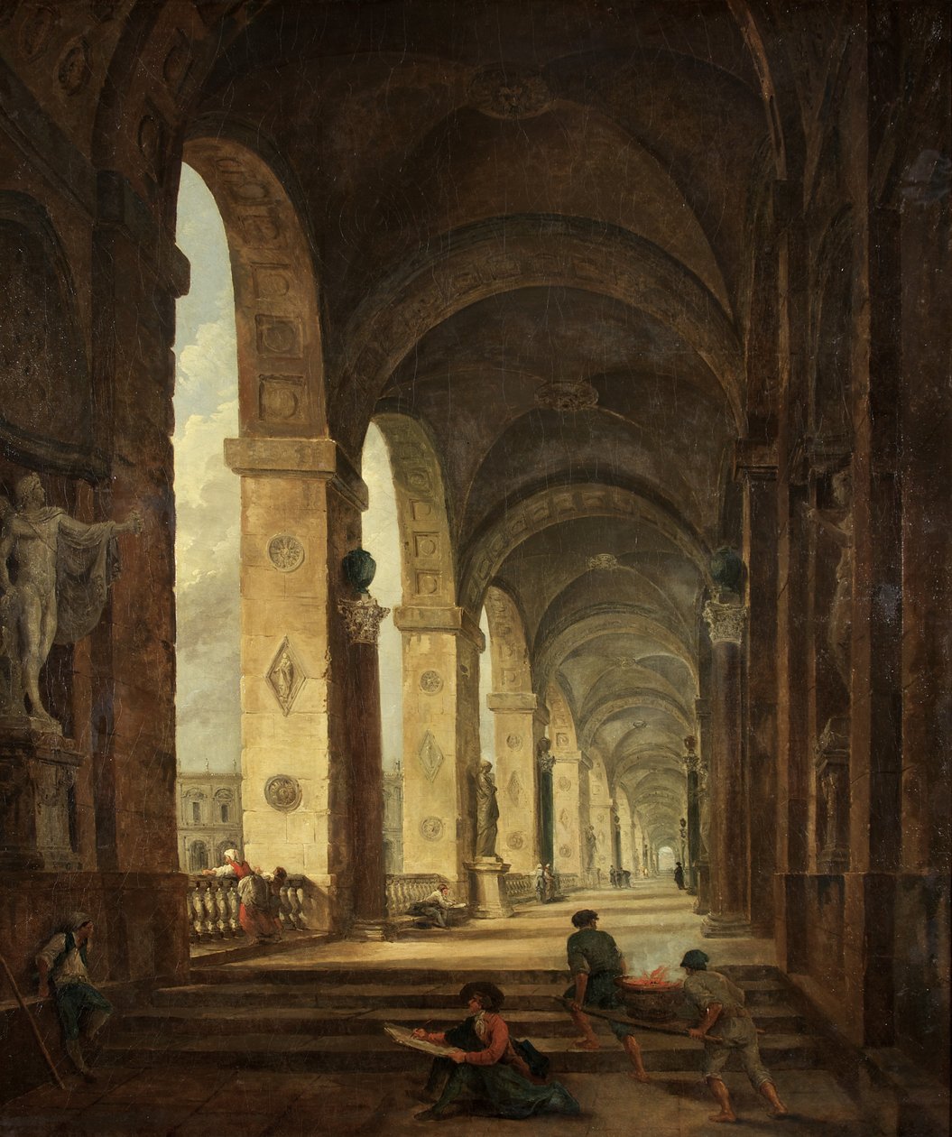 रोमन आर्किटेक्चर का एक काइकोसिओ, c.1775 (कैनवास पर तेल) द्वारा ह्यूबर्ट रॉबर्ट
