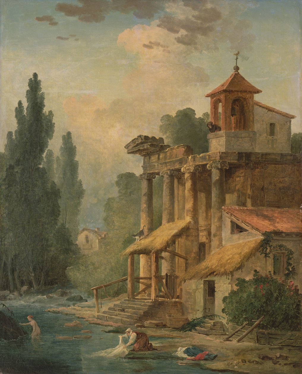 ए कैप्रीस विथ ए हरमिटेज, 1796 द्वारा ह्यूबर्ट रॉबर्ट