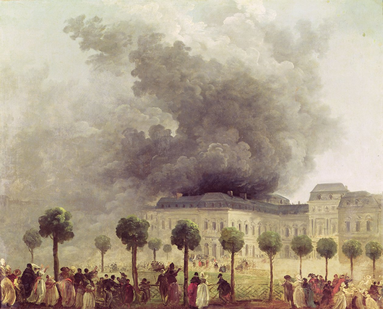 1781 में पालिस-रॉयल के ओपेरा हाउस में आग द्वारा ह्यूबर्ट रॉबर्ट