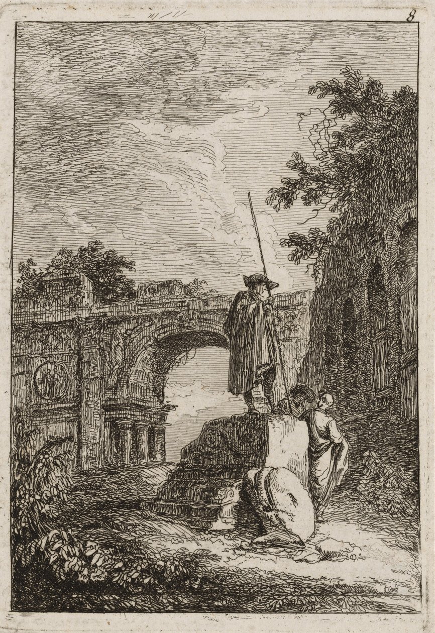 रोम में शाम से प्लेट आठ, 1763-64 द्वारा ह्यूबर्ट रॉबर्ट