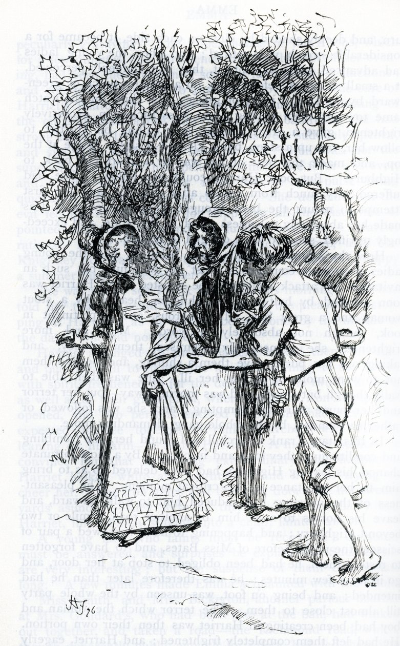 "हैरियट, जिप्सियों द्वारा हमला" (चित्रण) द्वारा ह्यूग थॉमसन