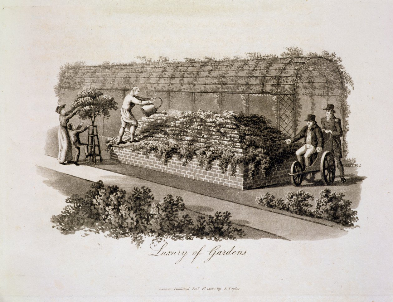 1816 (एक्वाटिंट) प्रकाशित &39;फ्रेग्मेंट्स ऑन द थ्योरी एंड प्रैक्टिस ऑफ लैंडस्केपिंग गार्डनिंग&39; से गार्डन ऑफ लक्ज़री द्वारा हम्फ्री रिटन