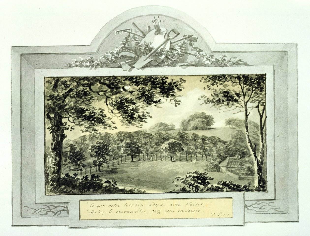 मैदान के दृश्य के बाद, एंटनी हाउस के लिए रेड बुक से, c.1812 (कागज पर स्याही) (देखें &39;से पहले&39; के लिए 170692 देखें) द्वारा हम्फ्री रिटन