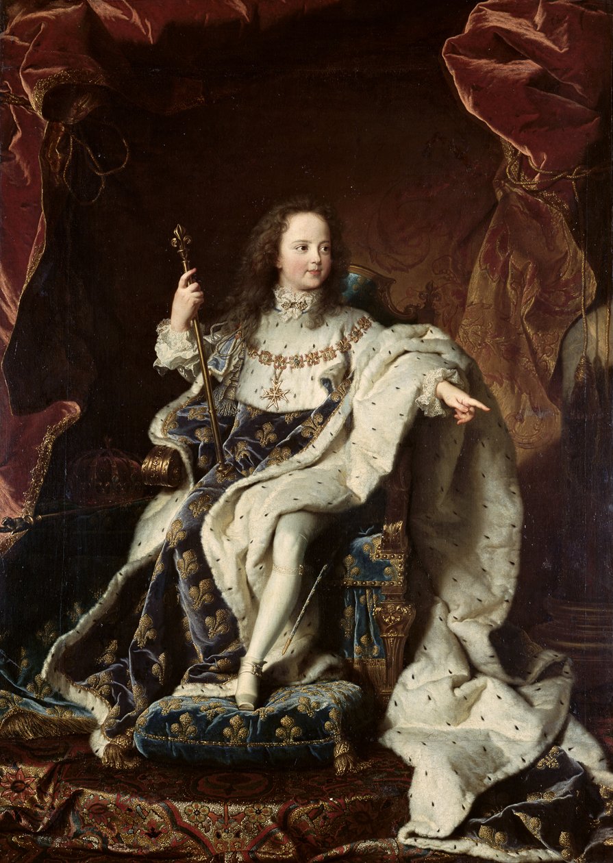 कोरोनेशन रॉब्स में लुई XV (1710-74) का पोर्ट्रेट, 1715 द्वारा जलकुंभी फ्रेंकोइस रिगौड