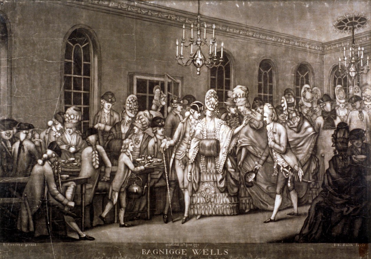 Bagnigge Wells, लंदन, 1772 में एक भीड़ भरे कमरे का दृश्य। द्वारा आईआर स्मिथ