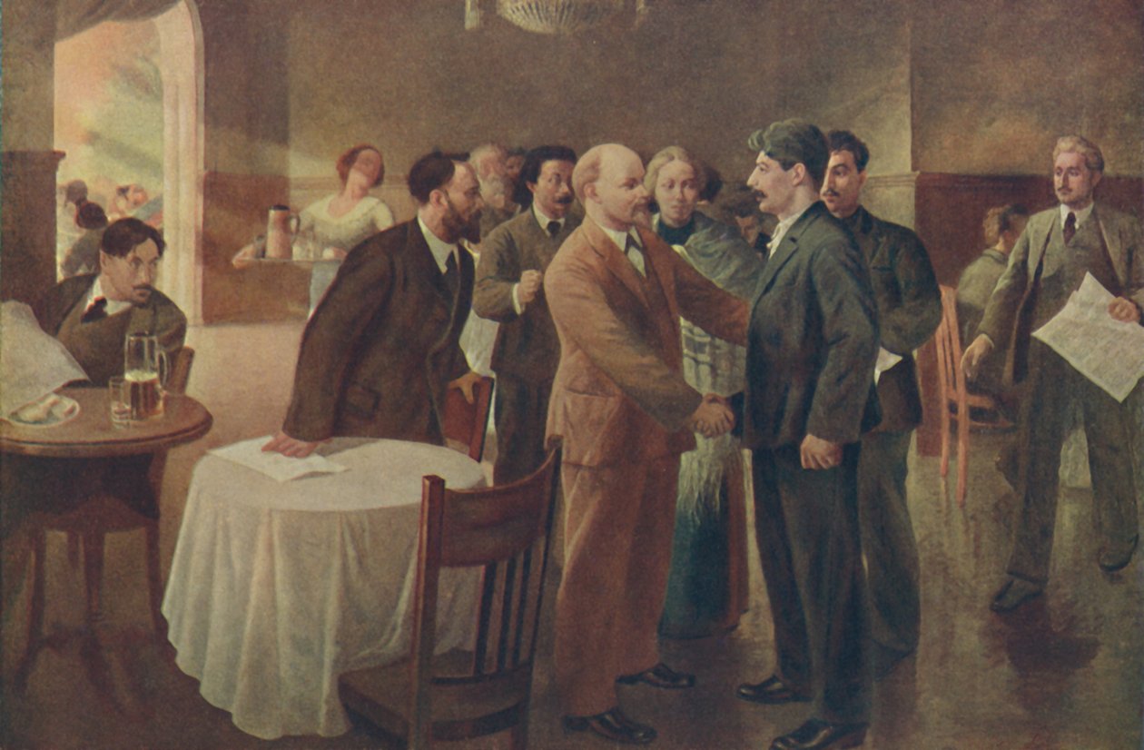 लेनिन और स्टालिन की पहली मुलाकात, टैमरफ़ोर्स फ़िनलैंड, दिसंबर 1905, 1939। द्वारा मैं वेपख्वाद्ज़े