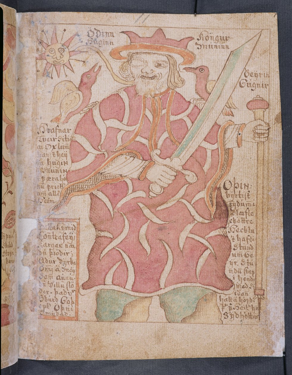 Odin, Melsteds Edda से (कलम और स्याही और wc कागज पर) द्वारा आइसलैंडिक स्कूल