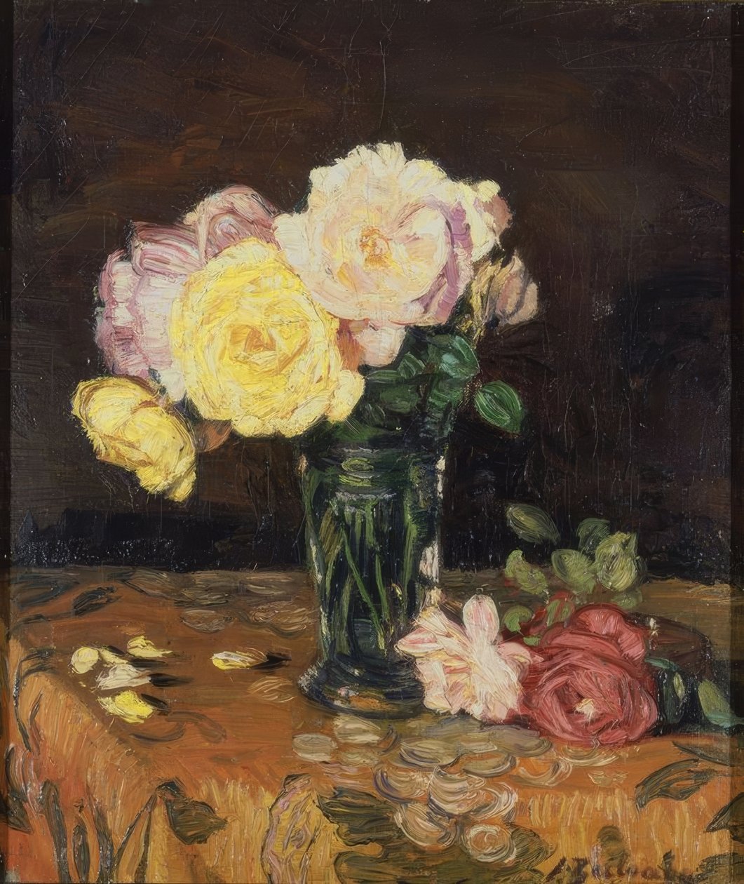 ROSES के साथ VASE - 1931 - O - L - 50 × 43 CM द्वारा इग्नासिओ ज़ुल्ओगा वाई ज़बलेटा