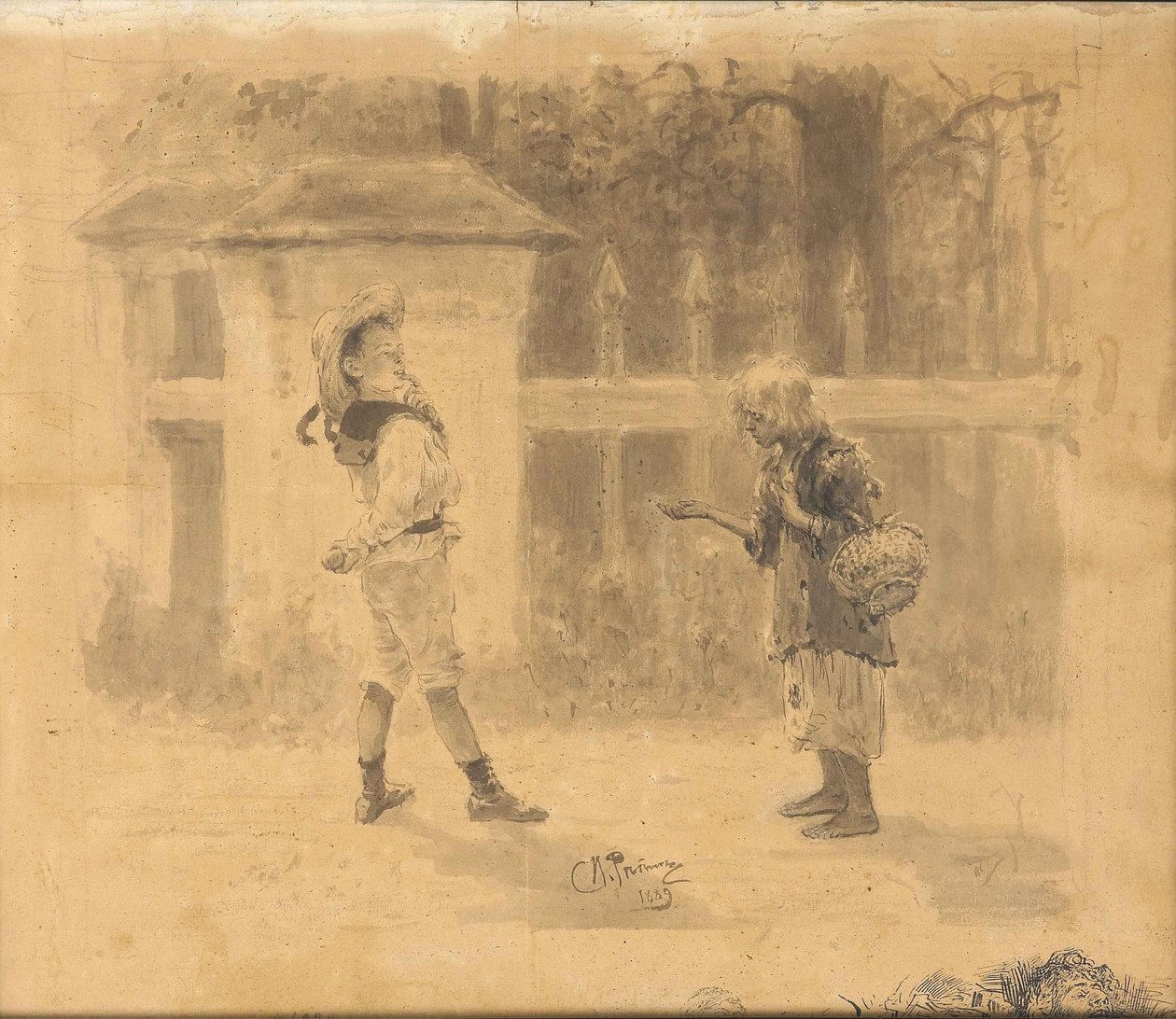 लड़की भीख, 1889 द्वारा इल्या एफिमोविच रेपिन