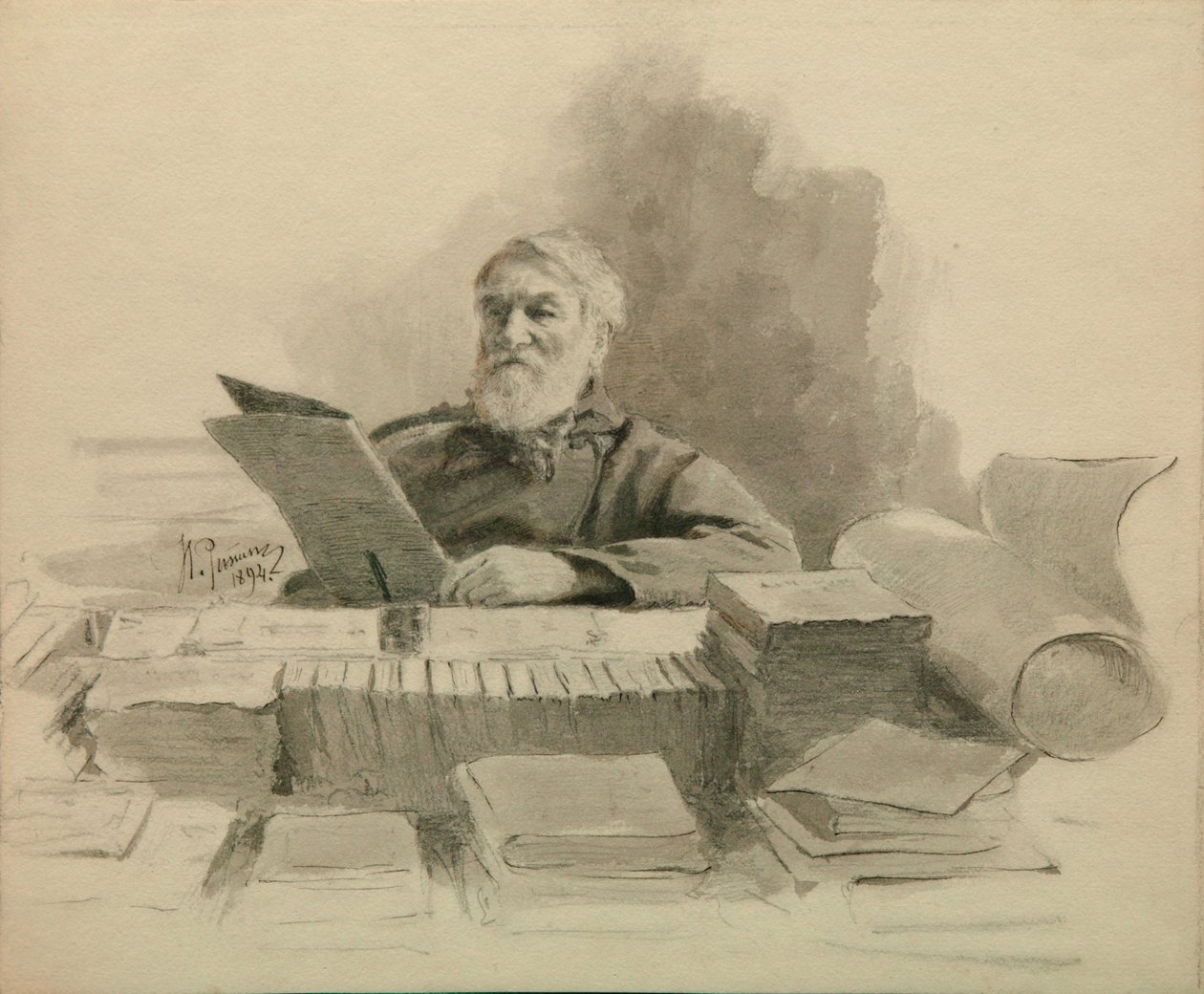 लेखक दिमित्री ग्रिगोरोविच का पोर्ट्रेट 1822-1899, 1894 द्वारा इल्या एफिमोविच रेपिन