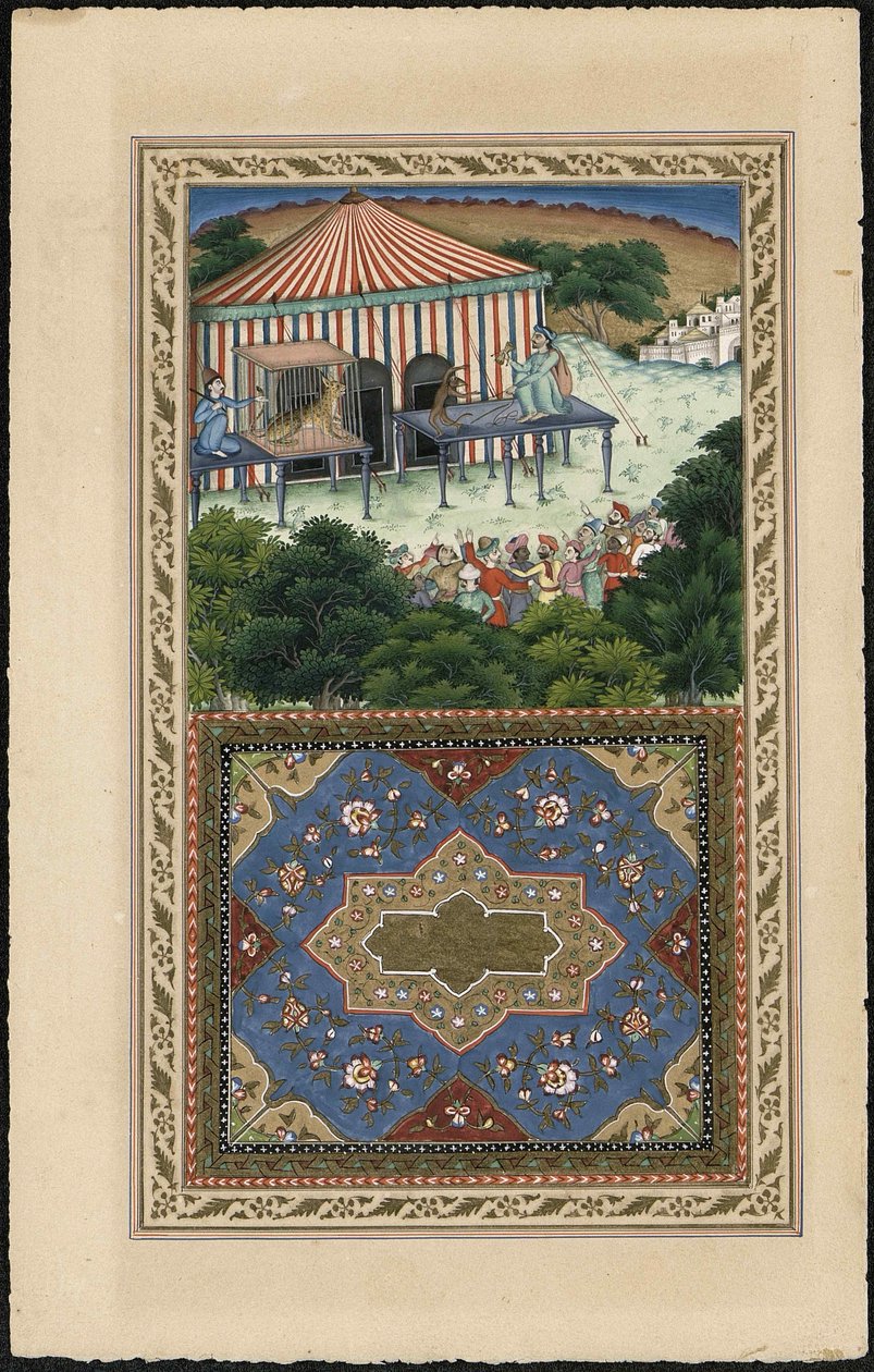 ले सिंगे एट ले लेपर्ड द मंकी एंड द लेपर्ड, 1837-1839। द्वारा इमाम बख्श लाहौरी
