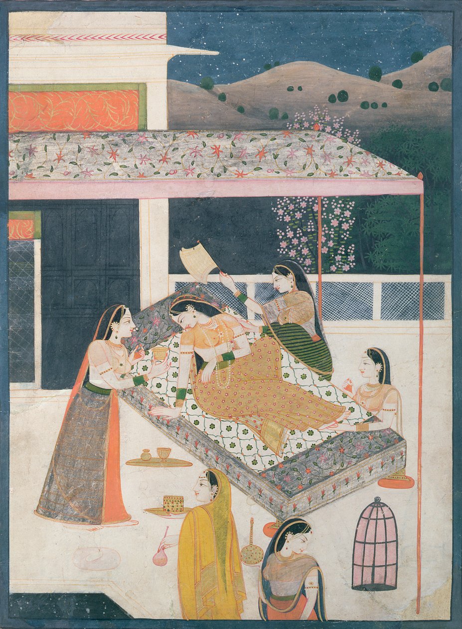 प्रेमी का इंतजार, गढ़वाल, c.1789-1800 द्वारा इंडियन स्कूल