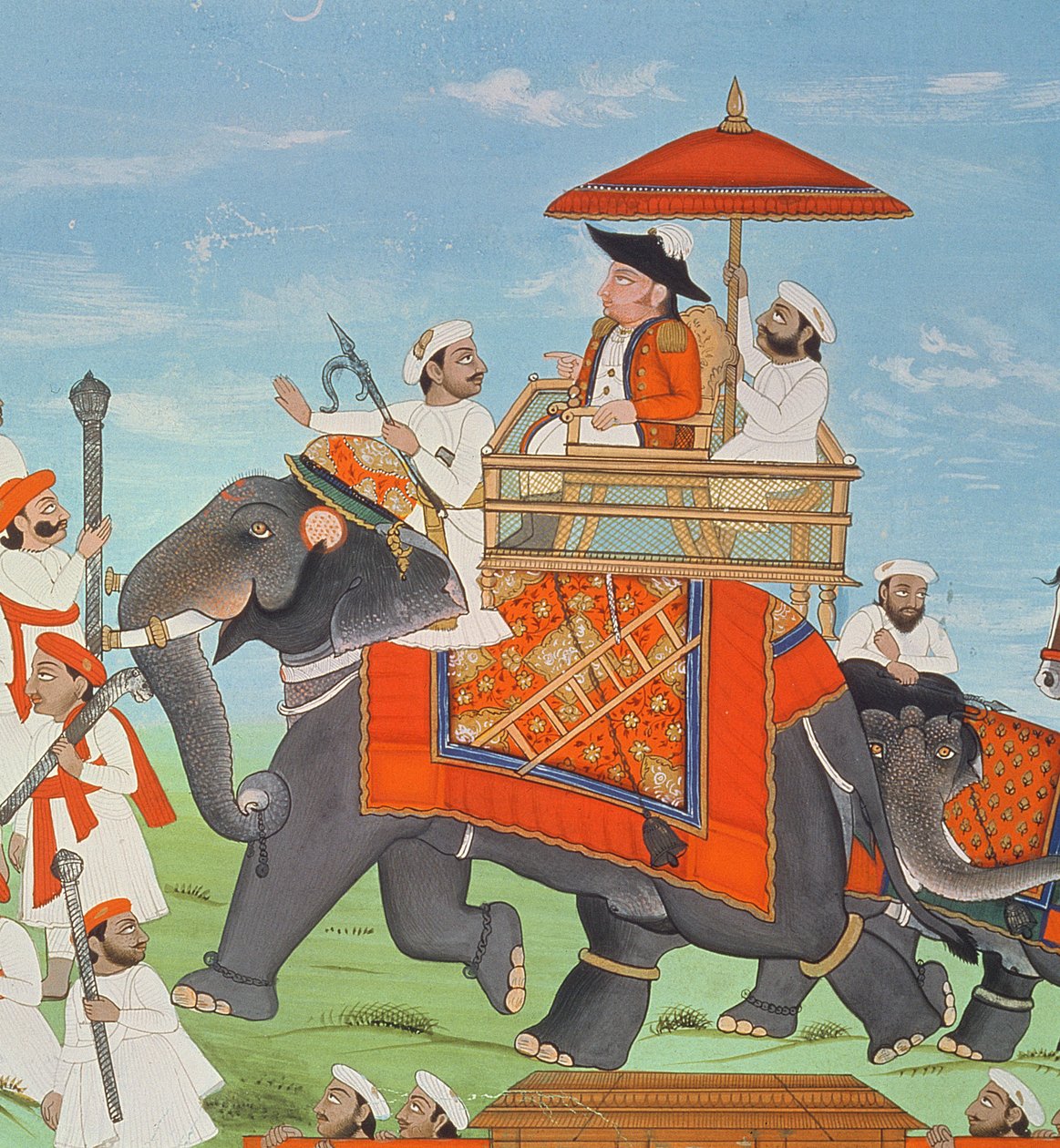 कर्नल जेम्स टॉड अपने कैवेलरी और सिपाही (gouache) के साथ राजस्थान से हाथी द्वारा यात्रा (11967 का विस्तार) द्वारा इंडियन स्कूल