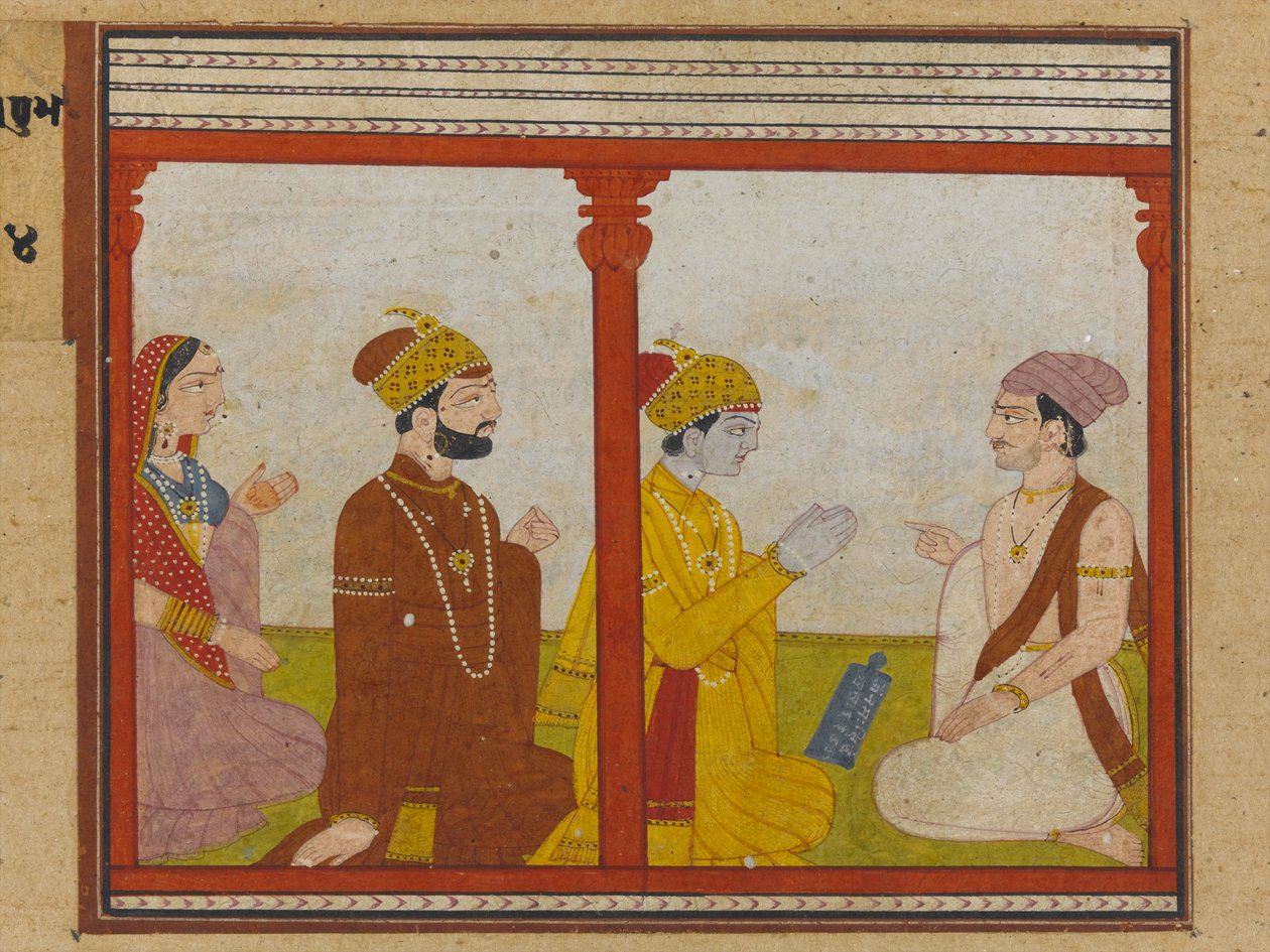 मधु-मालती श्रृंखला से चित्रण, c.1799 (कागज पर अपारदर्शी wc और सोना) द्वारा इंडियन स्कूल