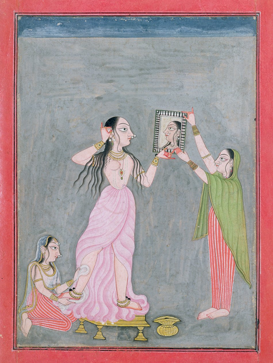 लेडी अपने शौचालय, मैनकोट में, c.1730 द्वारा इंडियन स्कूल