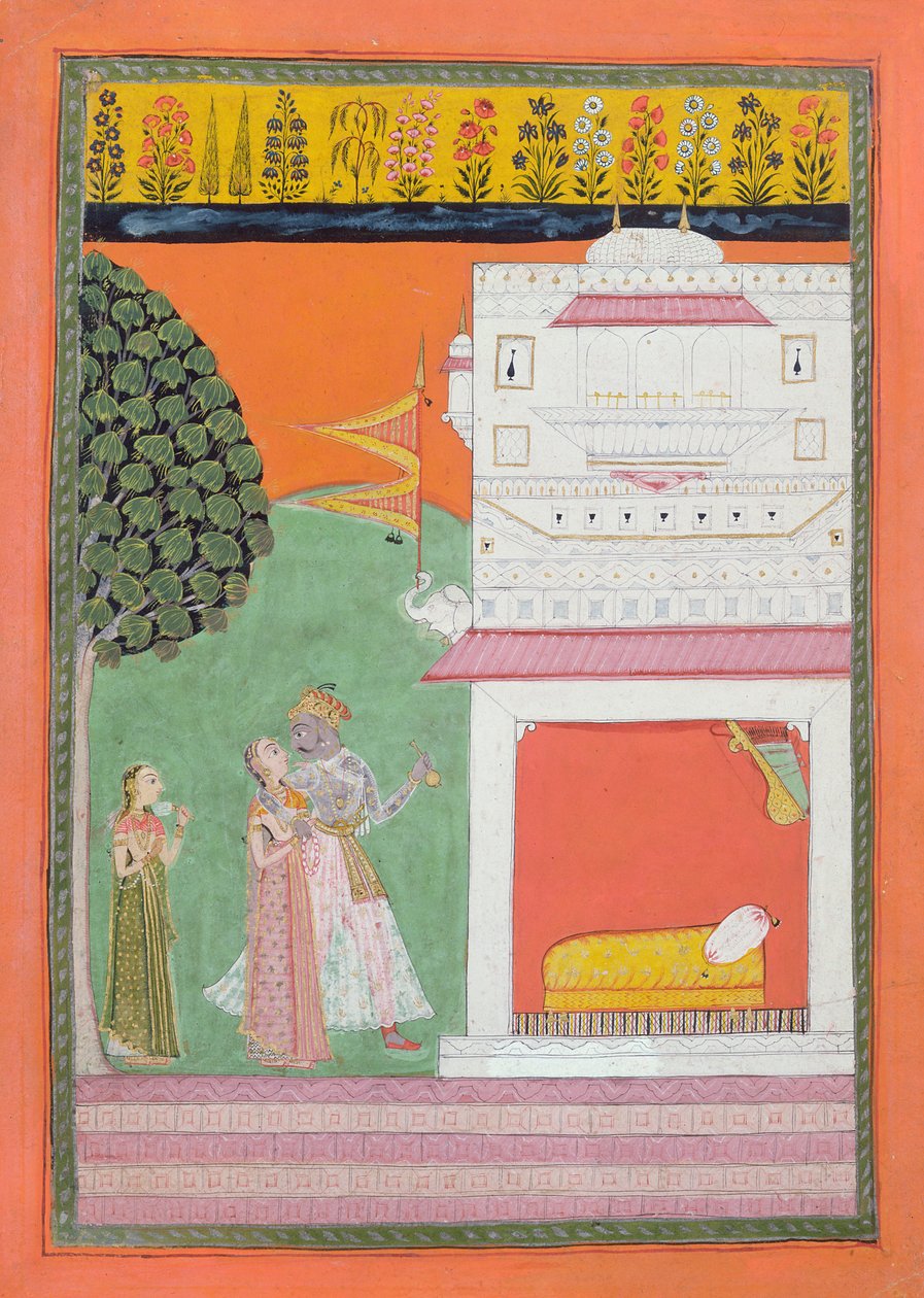 एक बिस्तर कक्ष, मालवा के निकट आने वाले प्रेमी, c.1680 द्वारा इंडियन स्कूल