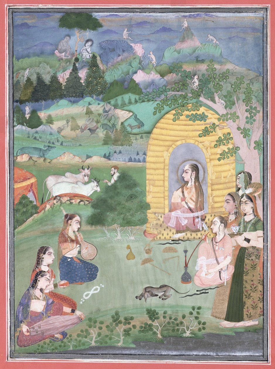 एक परिदृश्य में योगिनी की लघु पेंटिंग, बीकानेर, 1680 (श्वेत पत्र पर अपारदर्शी खनिज रंग) द्वारा इंडियन स्कूल