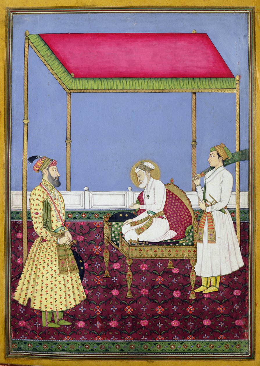 वृद्धावस्था में सम्राट औरंगजेब एक सिंहासन पर बैठा, एक मुरक़ा एल्बम से लघु, अठारहवीं सदी के प्रारंभ में (कागज पर सोने का पत्तर) द्वारा इंडियन स्कूल