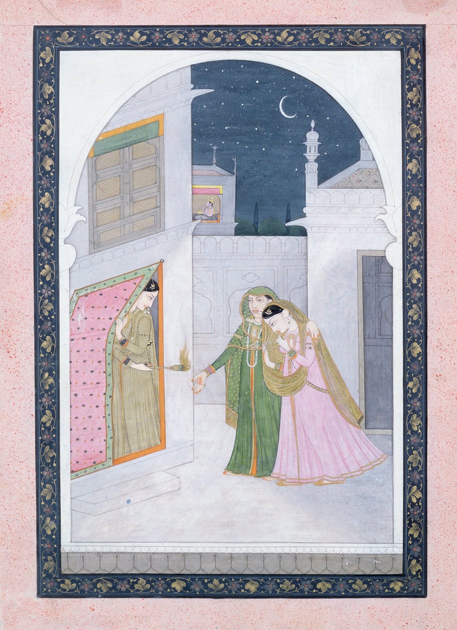 द टाइमिड ब्राइड, कांगड़ा, c.1820 द्वारा इंडियन स्कूल