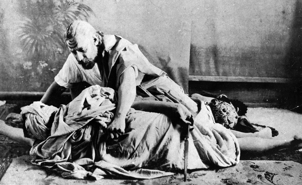 रवींद्रनाथ टैगोर ने अपने नाटक बलिदान, 1893 में रघुपति की भूमिका में द्वारा भारतीय फोटोग्राफर