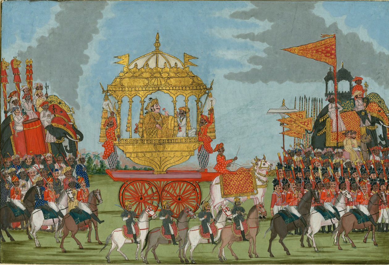 तंजौर के हाथी की सवारी के राजाह एक विवाह समारोह में, सी। 1780 द्वारा भारतीय कला