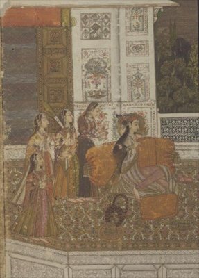 51.226 संगीत का आनंद लेती राजकुमारी का पोर्ट्रेट, कृष्णानगर, पश्चिम बंगाल द्वारा इंडियन स्कूल