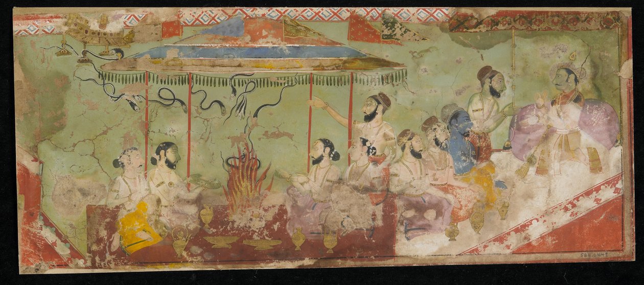 पेंटिंग के साथ एक बलिदान समारोह, एल्बम फोलियो, c.1690 द्वारा इंडियन स्कूल